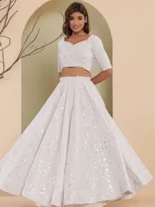 HOUSE OF JAMOTI Embellished Mirror Work Ready to Wear Lehenga & Blouse With Dupatta