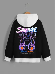 BAESD Boys Graphic Printed Hooded Neck Long Sleeve Fleece Relaxed Pullover Sweatshirt