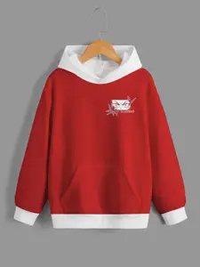 BAESD Boys Red Printed Hooded Sweatshirt