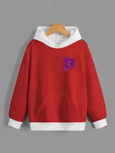 BAESD Boys Red Printed Hooded Sweatshirt