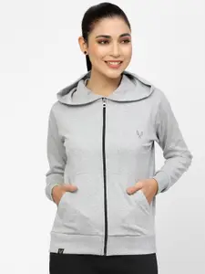 UZARUS Hooded Front Open Cotton Sweatshirt