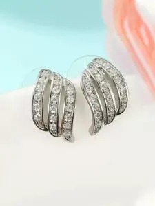 Peora Silver-Plated Cubic Zirconia Studded Studs Earrings