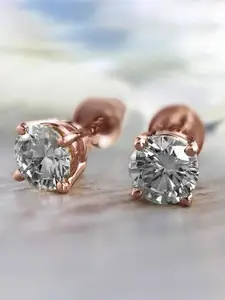 Peora Rose Gold Plated Cubic Zirconia Studded Studs Earrings