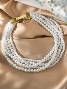 Peora Gold-Plated Pearls Studded Necklace