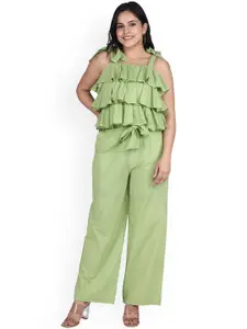 Lirose Square Neck Top With Flared Trouser Co-Ords