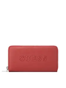 GUESS Women Brand Logo Textured Zip Around Wallet