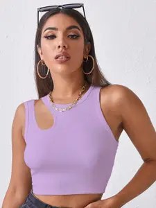 BAESD Ribbed Cut Outs Cotton Fitted Crop Top