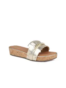 Inc 5 Gold-Toned Wedge Sandals