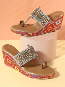 Inc 5 Embellished Ethnic Wedge Heels