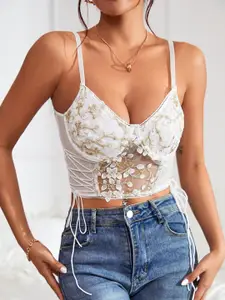 StyleCast Floral Embroidered Bralette Crop Top