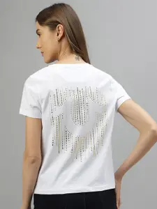 True Religion Graphic Printed V-Neck Pure Cotton T-shirt
