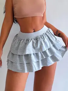 StyleCast Tiered Flared Mini Skirt