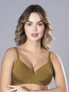 Herryqeal Olive Green Bra Full Coverage Underwired Lightly Padded