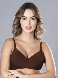 Herryqeal Brown Bra Full Coverage Underwired Lightly Padded