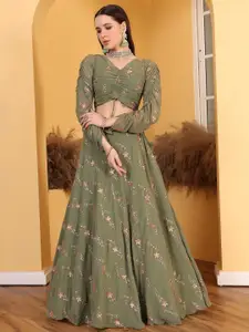 Ethnovog Embroidered Sequinned Ready to Wear Lehenga & Blouse With Dupatta