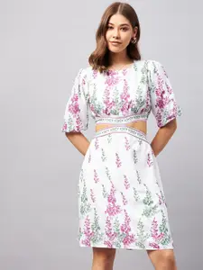 Chemistry Floral Printed Cut-Outs A-Line Dress