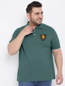 bigbanana Plus Size Polo Collar Applique Rapid-Dry T-shirt