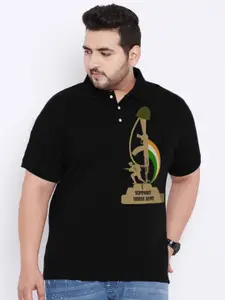 bigbanana Plus Size Graphic Printed Polo Collar Regular T-shirt