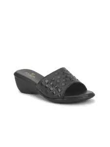 Liberty Black PU Wedge Sandals