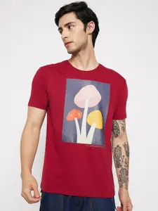 Kook N Keech Maroon Graphic Printed Pure Cotton T-shirt