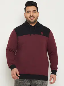 bigbanana Plus Size Colourblocked Antimicrobial Hooded Pure Cotton Pullover Sweatshirt