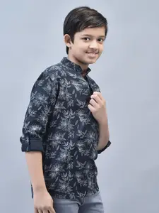 Crimsoune Club Boys Classic Slim Fit Floral Printed Casual Shirt