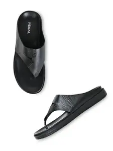 Regal Men Black Leather Comfort Sandals