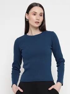 EDRIO Ribbed Round Neck Fitted T Shirt