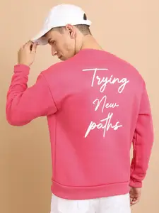 HIGHLANDER Men Pink Embroidered Sweatshirt