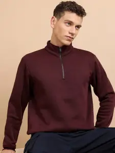 HIGHLANDER Burgundy Mock Collar Long Sleeves Sweatshirt