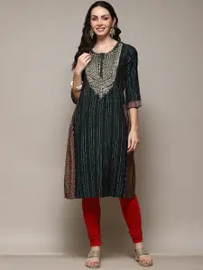 Biba Floral Embroidered Sequinned Kurta