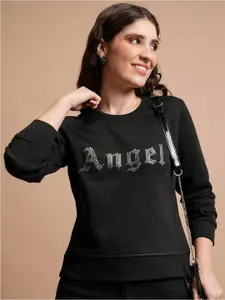 Tokyo Talkies Black Typography Printed Sweatshirt