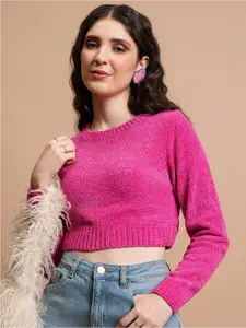 Tokyo Talkies Women Pink Crop Pullover