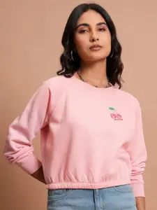 Tokyo Talkies Women Pink Printed Sweatshirt