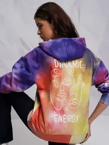 Tokyo Talkies Purple Typography Printed Hooded Sweatshirt