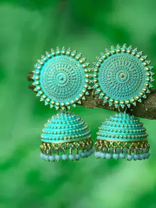 MEENAZ Gold Plated American Diamond Studded Classic Jhumkas