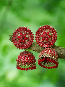 MEENAZ Gold-Plated Dome Shaped Jhumkas