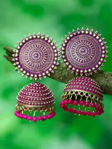 MEENAZ Gold-Plated Dome Shaped Jhumkas