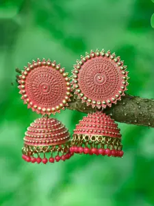 MEENAZ Gold-Plated Dome Shaped Jhumkas