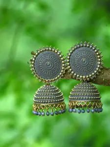 MEENAZ Gold-Plated American Diamond-Studded Jhumkas