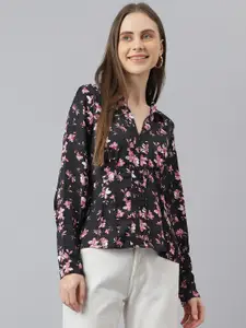 Latin Quarters Floral Printed Shirt Style Top