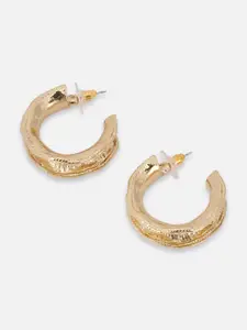 FOREVER 21 Gold-Plated Contemporary Half Hoop Earrings