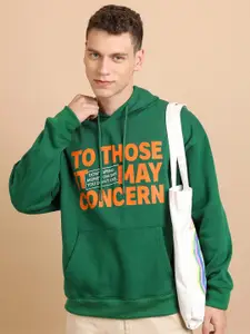 HIGHLANDER Men Green Printed Hooded Sweatshirt