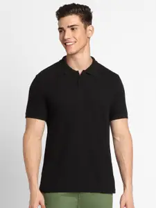 FOREVER 21 Men Black Polo Collar T-shirt