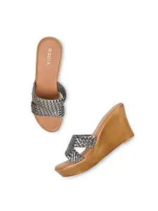 Rocia Textured Open Toe Wedge Heels