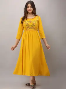 BAESD Ethnic Motifs Embroidered Gotta Patti Fit & Flare Ethnic Dress