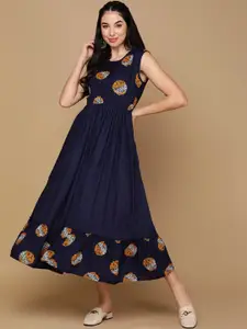 KALINI Blue Floral Print Fit & Flare Dress