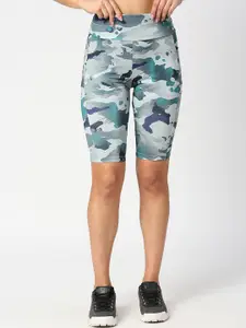 LAASA  SPORTS Women Camouflage Printed Dri-FIT Slim Fit Training or Gym Sports Shorts