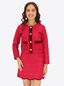 CUTECUMBER Girls Round Neck Coat With Skirt