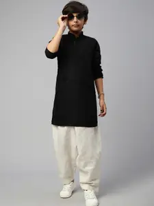 Sangria Boys Mandarin Collar Chikankari Cotton Kurta
